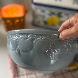 Signature Studio Blue Ceramic Apple Bowl